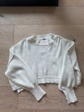 Free People White Cropped Sweater